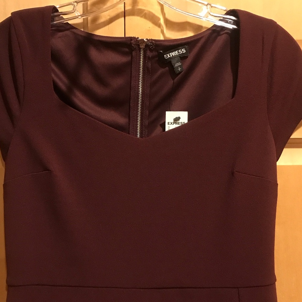 New Express Rich Burgundy Midi Dress. - Picture 3 of 7